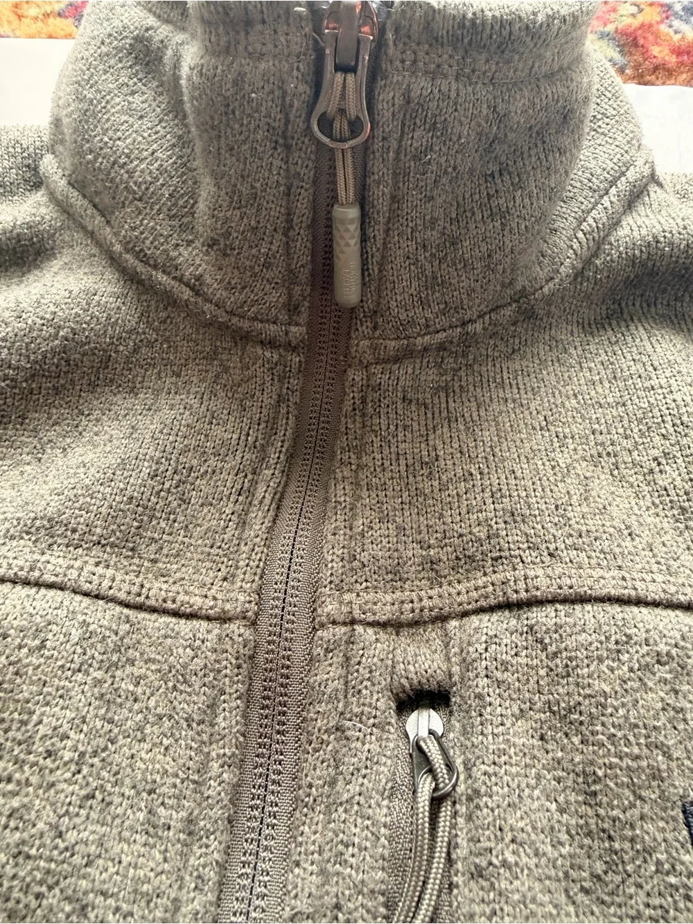 The North Face Men’s Olive Green Fleece Jacket - Full Zip Size Small